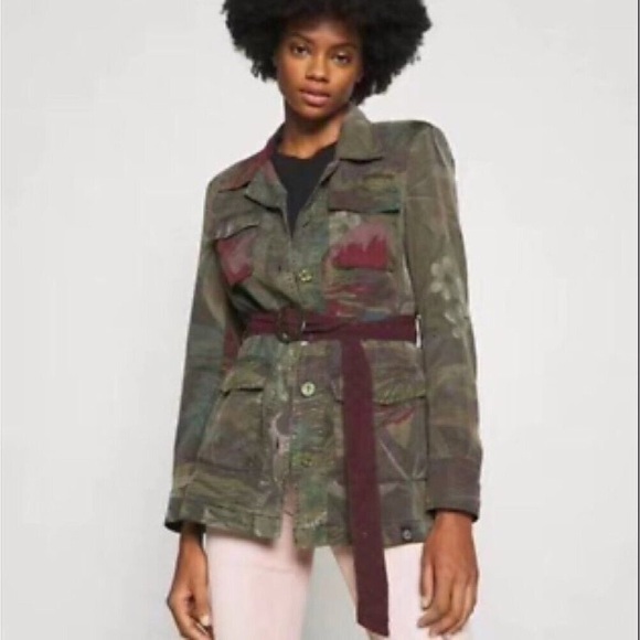Desigual-Camoflower-Green-Camo-Belted-Military-Jacket-Sz-EU38-US-6-Small $410 - Picture 4 of 5